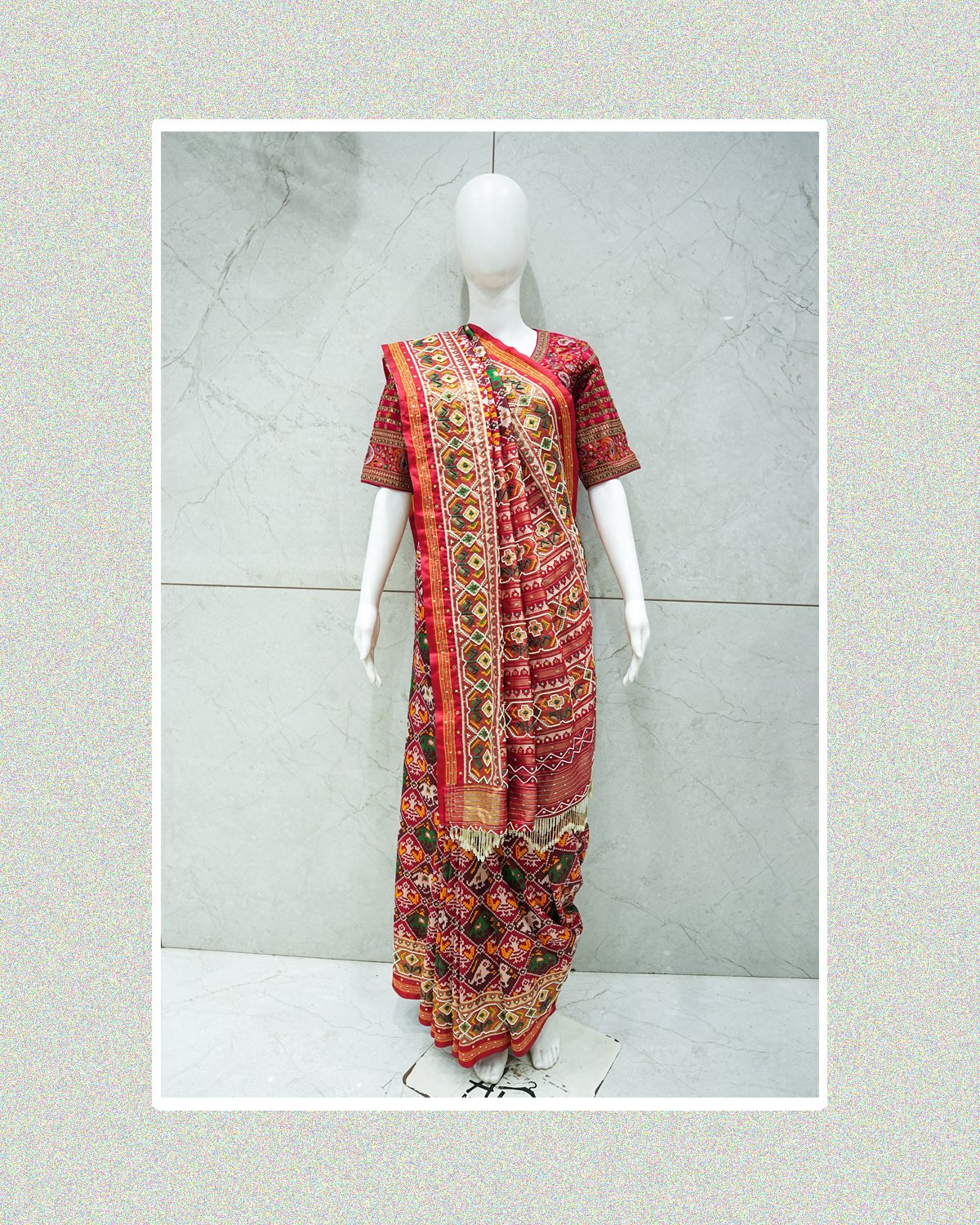 Red Bandhani Saree